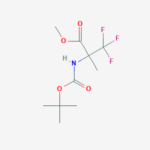 molecular formula C10H16F3NO4 B6328172 Methyl 2-[(tert-butoxycarbonyl)amino]-3,3,3-trifluoro-2-methylpropanoate, 97% (Boc-DL-aMeAla(F3)-OMe) CAS No. 158221-14-8