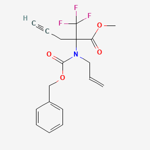 molecular formula C18H18F3NO4 B6328188 Methyl 2-{allyl[(benzyloxy)carbonyl]amino}-2-(trifluoromethyl)pent-4-ynoate, 97% CAS No. 1262416-04-5