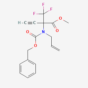 molecular formula C17H16F3NO4 B6328194 Methyl 2-{allyl[(benzyloxy)carbonyl]amino}-2-(trifluoromethyl)but-3-ynoate, 97% CAS No. 1262415-10-0
