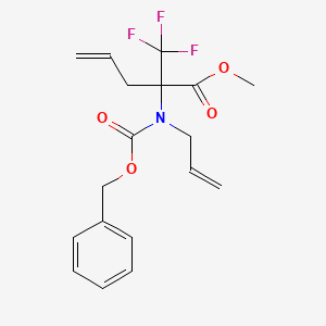 molecular formula C18H20F3NO4 B6328202 Methyl 2-{allyl[(benzyloxy)carbonyl]amino}-2-(trifluoromethyl)pent-4-enoate, 97% CAS No. 914939-54-1