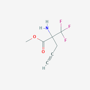 molecular formula C7H8F3NO2 B6328209 Methyl 2-amino-2-(trifluoromethyl)pent-4-ynoate, 97% CAS No. 1262415-54-2
