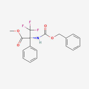 molecular formula C18H16F3NO4 B6328265 Methyl N-[(benzyloxy)carbonyl]-3,3,3-trifluoro-2-phenylalaninate, 97% CAS No. 1272755-53-9