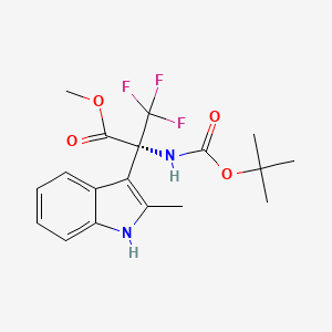 molecular formula C18H21F3N2O4 B6328280 Methyl N-(tert-butoxycarbonyl)-3,3,3-trifluoro-2-(2-methyl-1H-indol-3-yl)alaninate, 97% CAS No. 1262416-10-3