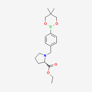 molecular formula C19H28BNO4 B6328319 Ethyl 1-[4-(5,5-dimethyl-1,3,2-dioxaborinan-2-yl)benzyl]prolinate CAS No. 2096992-30-0