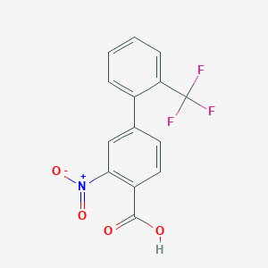 molecular formula C14H8F3NO4 B6328382 2-Nitro-4-(2-trifluoromethylphenyl)benzoic acid, 95% CAS No. 1237075-29-4