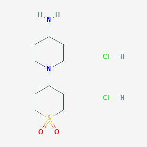 molecular formula C10H22Cl2N2O2S B6328694 1-(1,1-Dioxidotetrahydro-2H-thiopyran-4-yl)-4-piperidinamine dihydrochloride CAS No. 2103401-19-8