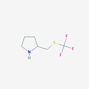 molecular formula C6H10F3NS B6328790 2-[(Trifluoromethio)methyl]pyrrolidine, 98% CAS No. 1262412-75-8