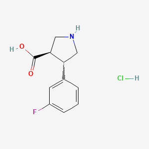 molecular formula C11H13ClFNO2 B6329113 (+/-)-trans-4-(3-Fluoro-phenyl)-pyrrolidine-3-carboxylic acid-HCl CAS No. 1284227-02-6