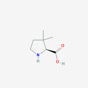 molecular formula C7H13NO2 B6329126 (S)-3,3-Dimethylpyrrolidine-2-carboxylic acid CAS No. 76804-64-3