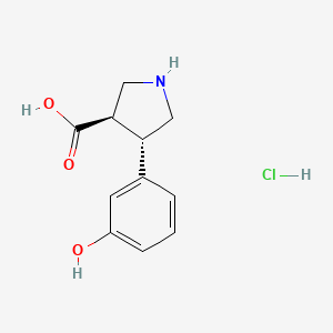 molecular formula C11H14ClNO3 B6329134 (+/-)-trans-4-(3-Hydroxy-phenyl)-pyrrolidine-3-carboxylic acid-HCl CAS No. 1392213-98-7