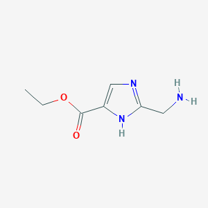 molecular formula C7H11N3O2 B6329278 Ethyl 2-(aminomethyl)-1H-imidazole-4-carboxylate HCl, 95% CAS No. 944903-86-0
