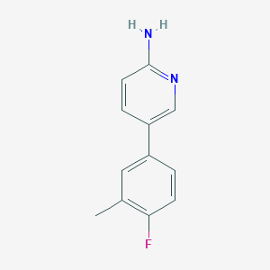molecular formula C12H11FN2 B6329848 5-(4-Fluoro-3-methylphenyl)pyridin-2-amine, 95% CAS No. 1248989-63-0