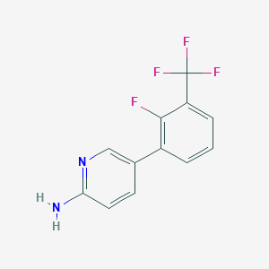 molecular formula C12H8F4N2 B6329910 5-[2-Fluoro-3-(trifluoromethyl)phenyl]pyridin-2-amine, 95% CAS No. 1314988-11-8