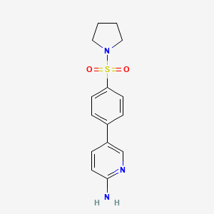 molecular formula C15H17N3O2S B6329937 5-[4-(Pyrrolidine-1-sulfonyl)phenyl]pyridin-2-amine, 95% CAS No. 1314986-65-6