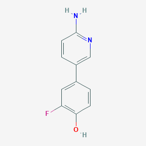 molecular formula C11H9FN2O B6329942 4-(6-Aminopyridin-3-yl)-2-fluorophenol, 95% CAS No. 1110656-74-0