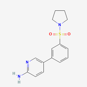 molecular formula C15H17N3O2S B6329986 5-[3-(Pyrrolidine-1-sulfonyl)phenyl]pyridin-2-amine, 95% CAS No. 1314988-19-6