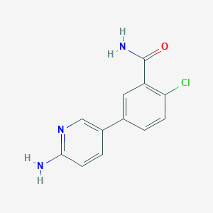 molecular formula C12H10ClN3O B6330017 5-(6-Aminopyridin-3-yl)-2-chlorobenzamide, 95% CAS No. 1314987-54-6