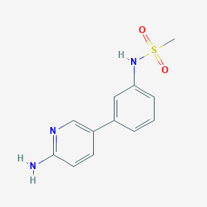 molecular formula C12H13N3O2S B6330027 N-[3-(6-Aminopyridin-3-yl)phenyl]methanesulfonamide, 95% CAS No. 1314987-46-6