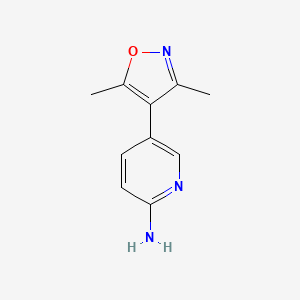 molecular formula C10H11N3O B6330148 5-(Dimethyl-1,2-oxazol-4-yl)pyridin-2-amine, 95% CAS No. 1177269-12-3