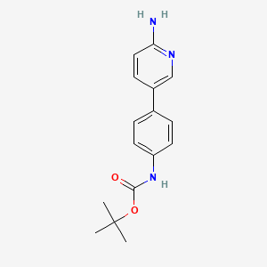 molecular formula C16H19N3O2 B6330184 tert-Butyl N-[4-(6-aminopyridin-3-yl)phenyl]carbamate, 95% CAS No. 1314987-91-1
