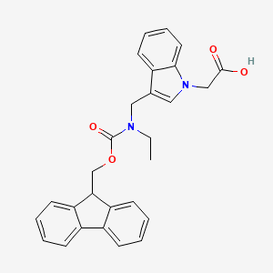 2-(3-(((((9H-Fluoren-9-yl)methoxy)carbonyl)(ethyl)amino)methyl)-1H-indol-1-yl)acetic acid