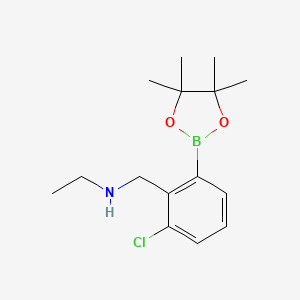 molecular formula C15H23BClNO2 B6330420 3-氯-2-(N-乙氨基甲基)苯硼酸，二茂环己酯；  97% CAS No. 2096333-72-9