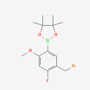 molecular formula C14H19BBrFO3 B6330455 5-Bromomethyl-4-fluoro-2-methoxyphenylboronic acid, pinacol ester;  95% CAS No. 2096338-03-1