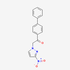 molecular formula C17H13N3O3 B6330477 2-(3-Nitro-1H-pyrazol-1-yl)-1-(4-phenylphenyl)ethan-1-one CAS No. 1240565-75-6