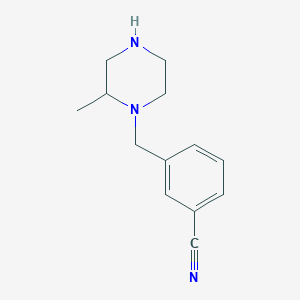 molecular formula C13H17N3 B6330526 3-[(2-Methylpiperazin-1-yl)methyl]benzonitrile CAS No. 1240573-14-1