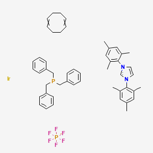 molecular formula C50H57F6IrN2P2- B6330680 三苄基膦（1,5-环辛二烯）[1,3-双（2,4,6-三甲苯基）咪唑-2-亚甲基]铱（I）PF6，98% CAS No. 1019853-01-0