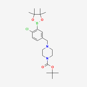 molecular formula C22H34BClN2O4 B6330971 5-(4-BOC-piperazinomethyl)-2-chlorophenylboronic acid, pinacol ester;  95% CAS No. 2096334-64-2