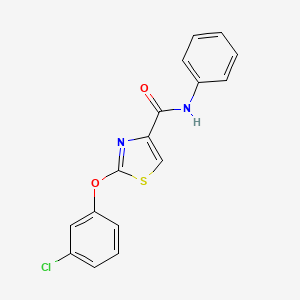 molecular formula C16H11ClN2O2S B6330994 2-(3-Chloro-phenoxy)-thiazole-4-carboxylic acid phenylamide;  95% CAS No. 162276-41-7