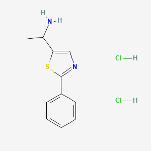 molecular formula C11H14Cl2N2S B6331034 [1-(2-Phenyl-1,3-thiazol-5-yl)ethyl]amine dihydrochloride CAS No. 1332530-50-3