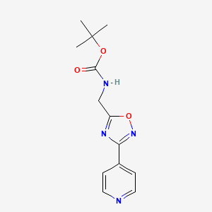 molecular formula C13H16N4O3 B6331097 (3-Pyridin-4-yl-[1,2,4]oxadiazol-5-ylmethyl)-carbamic acid tert-butyl ester CAS No. 857653-91-9