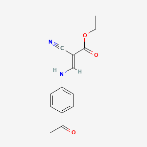 molecular formula C14H14N2O3 B6331129 Ethyl 3-((4-acetylphenyl)amino)-2-cyanoprop-2-enoate CAS No. 58651-54-0