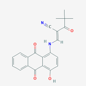 molecular formula C22H18N2O4 B6331228 2-(2,2-Dimethylpropanoyl)-3-((4-hydroxy-9,10-dioxoanthryl)amino)prop-2-enenitrile CAS No. 1025124-22-4