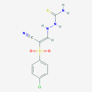 molecular formula C10H9ClN4O2S2 B6331293 3-(2-(Aminothioxomethyl)hydrazino)-2-((4-chlorophenyl)sulfonyl)prop-2-enenitrile CAS No. 1025603-53-5