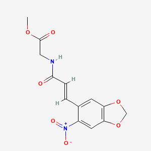 Methyl 2-(3-(6-nitrobenzo[3,4-d]1,3-dioxolen-5-yl)prop-2-enoylamino)acetate
