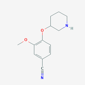 molecular formula C13H16N2O2 B6331669 3-Methoxy-4-(piperidin-3-yloxy)benzonitrile, 95% CAS No. 902836-52-6