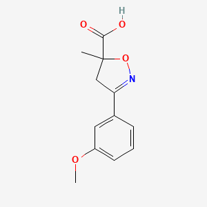 molecular formula C12H13NO4 B6331758 3-(3-Methoxyphenyl)-5-methyl-4,5-dihydro-1,2-oxazole-5-carboxylic acid CAS No. 1326811-79-3