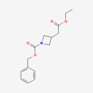 molecular formula C15H19NO4 B6331855 苯甲基 3-(2-乙氧基-2-氧代乙基)氮杂环丁烷-1-羧酸酯，95% CAS No. 319470-11-6