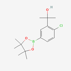 molecular formula C15H22BClO3 B6332992 2-(2-Chloro-5-(4,4,5,5-tetramethyl-1,3,2-dioxaborolan-2-yl)phenyl)propan-2-ol CAS No. 885069-30-7