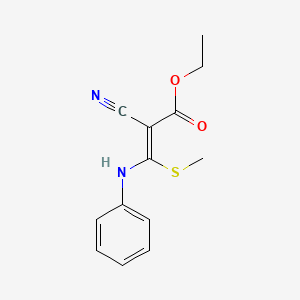 molecular formula C13H14N2O2S B6333079 Ethyl 2-nitrilo-3-methylthio-3-(phenylamino)prop-2-enoate CAS No. 107427-86-1