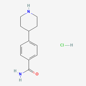 molecular formula C12H17ClN2O B6333302 4-(Piperidine-4-yl)benzamide hydrochloride CAS No. 2244085-33-2