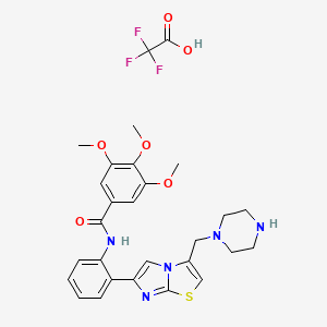 molecular formula C28H30F3N5O6S B6333427 3,4,5-Trimethoxy-N-(2-(3-(piperazin-1-ylmethyl)imidazo[2,1-b]thiazol-6-yl)phenyl)benzamide tfa salt CAS No. 2307770-70-1