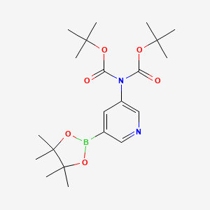 molecular formula C21H33BN2O6 B6333615 5-(双Boc-氨基)吡啶-3-硼酸pinacol酯 CAS No. 1032758-79-4