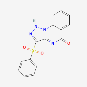 molecular formula C15H10N4O3S B6333646 3-(Phenylsulfonyl)[1,2,3]triazolo[1,5-a]quinazolin-5(4H)-one, 90% CAS No. 865657-31-4