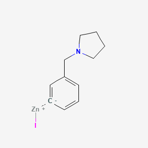molecular formula C11H14INZn B6333750 3-[(1-Pyrrolidino)methyl]phenylzinc iodide, 0.5M in tetrahydrofuran CAS No. 1142274-42-7