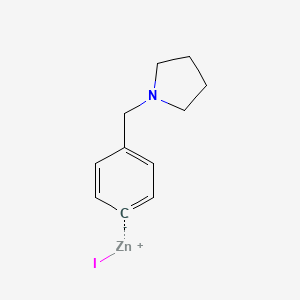 molecular formula C11H14INZn B6333753 4-[(1-Pyrrolidino)methyl]phenylzinc iodide, 0.5M in tetrahydrofuran CAS No. 1142274-84-7