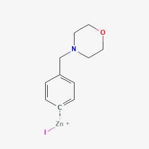 molecular formula C11H14INOZn B6333765 4-[(4-Morpholino)methyl]phenylzinc iodide, 0.5M in tetrahydrofuran CAS No. 1141977-27-6
